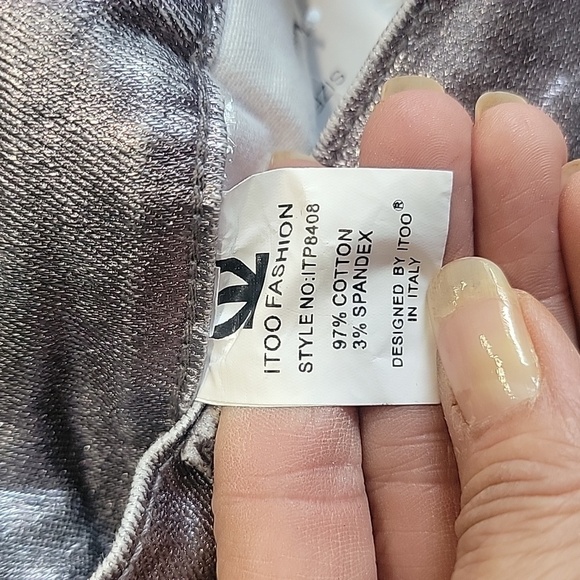 iToo Size S Silver Metallic Cargo Pants / Jeans, NEW with Tag! - Picture 15 of 16
